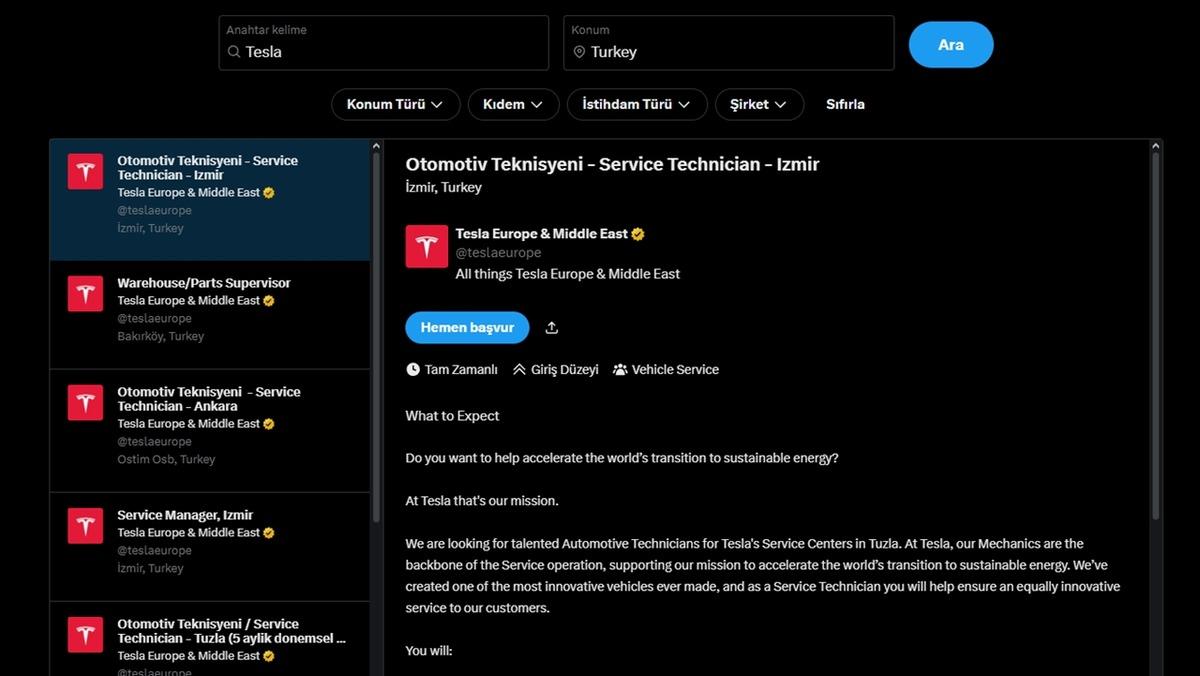 Tesla, Türkiye'nin Birçok İlinde Yeni İş İlanları Açtı - Webtekno – Güncel  Teknoloji Haberleri ve Video İncelemeleri