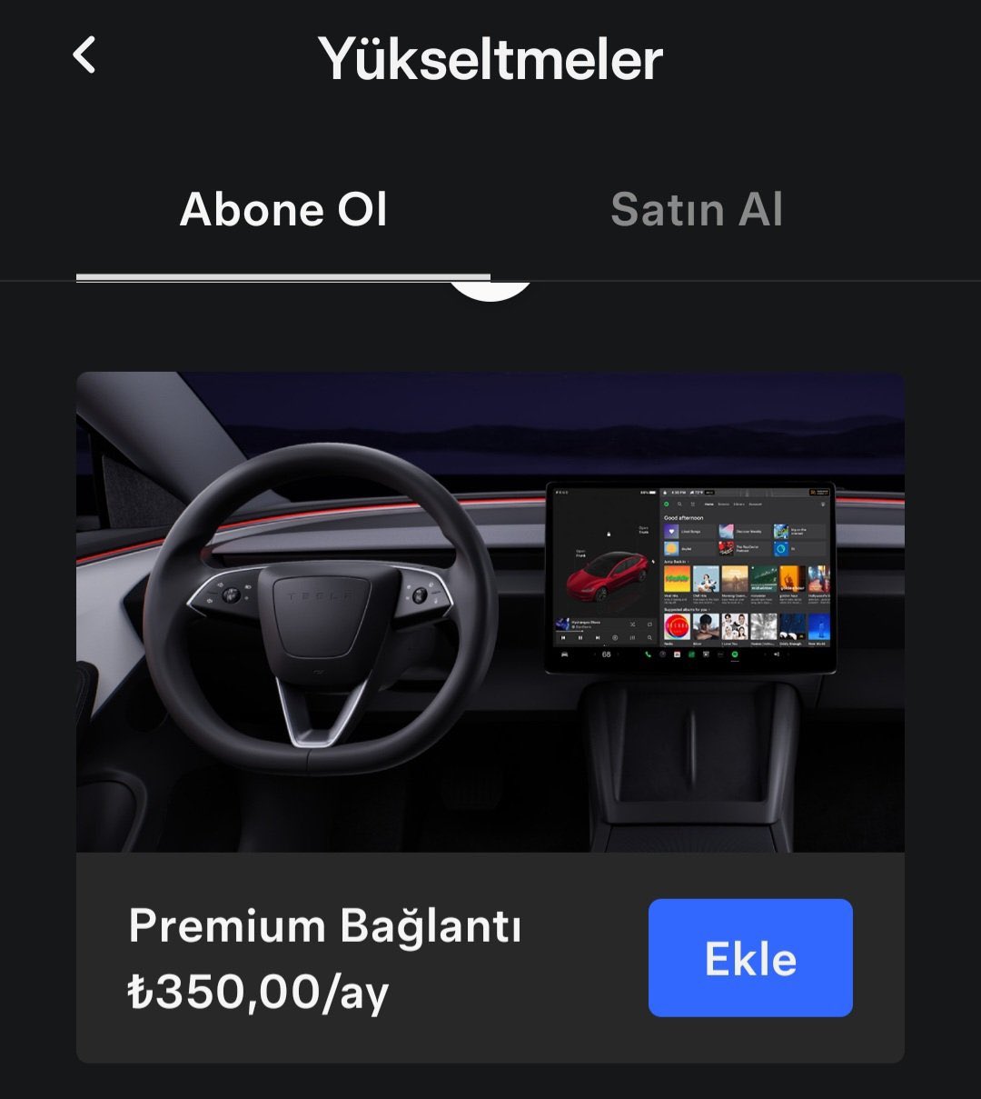 Tesla Owners Türkiye on X: "PREMIUM CONNECTIVITY'E ZAM Aylık 150₺ olarak  ücretlendirilen Premium Bağlantı paketi 350₺ olarak zamlandı. Çok fazla  artış olmuş, Tesla kullanıcılarının pek yüksek bir data harcadığını  düşünmüyorum. Nerdeyse her